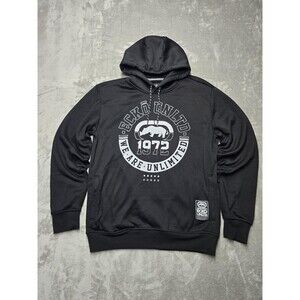 Ecko Unltd Mens Black Graphic Hoodie Rhino Logo Streetwear Sweatshirt M